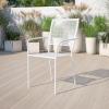 Flash Furniture Oia Commercial Grade 5 Pack Black Indoor-Outdoor Steel Patio Arm Chair with Square Back(White)