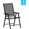 Flash Furniture Paladin Navy Outdoor Folding Patio Sling Chair with Black Frame (2 Pack)(Black)