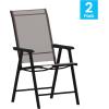 Flash Furniture Paladin Navy Outdoor Folding Patio Sling Chair with Black Frame (2 Pack)(Brown)