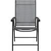 Flash Furniture Paladin Navy Outdoor Folding Patio Sling Chair with Black Frame (2 Pack)(Grey)