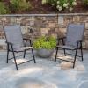Flash Furniture Paladin Navy Outdoor Folding Patio Sling Chair with Black Frame (2 Pack)(Grey)