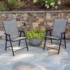 Flash Furniture Paladin Navy Outdoor Folding Patio Sling Chair with Black Frame (2 Pack)(Grey)