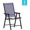 Flash Furniture Paladin Navy Outdoor Folding Patio Sling Chair with Black Frame (2 Pack)(Navy)