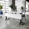 Flash Furniture Palmer Commercial Nesting Flip Training Table, Heavy-Duty Steel Frame and T-Legs, Modesty Panel, 1″ Thick Tabletop, 60″ x 24″, White Top/Black Frame(White Top/Black Frame)