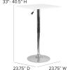 Flash Furniture Pearl 23.75” Square Adjustable Height White Wood Swivel Top Table (Adjustable Range 33” – 40.5”)(White)