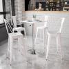 Flash Furniture Pearl 23.75” Square Adjustable Height White Wood Swivel Top Table (Adjustable Range 33” – 40.5”)(White)