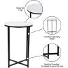 Flash Furniture Pearl 23.75” Square Adjustable Height White Wood Swivel Top Table (Adjustable Range 33” – 40.5”)(White Marble Top/Matte Black Frame)