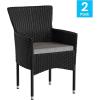 Flash Furniture Peregrine 7 Piece Outdoor Patio Dining Set – Space Saving Black Wicker Modular Chairs & Cream Cushions-Natural Finish Acacia Wood Table-Seating for 6(Black/Gray)
