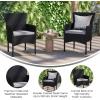 Flash Furniture Peregrine 7 Piece Outdoor Patio Dining Set – Space Saving Black Wicker Modular Chairs & Cream Cushions-Natural Finish Acacia Wood Table-Seating for 6(Black/Gray)