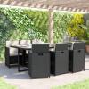 Flash Furniture Peregrine 7 Piece Outdoor Patio Dining Set – Space Saving Black Wicker Modular Chairs & Cream Cushions-Natural Finish Acacia Wood Table-Seating for 6(Natural/Black)