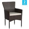 Flash Furniture Peregrine 7 Piece Outdoor Patio Dining Set – Space Saving Black Wicker Modular Chairs & Cream Cushions-Natural Finish Acacia Wood Table-Seating for 6(Espresso/Cream)