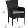 Flash Furniture Peregrine 7 Piece Outdoor Patio Dining Set – Space Saving Black Wicker Modular Chairs & Cream Cushions-Natural Finish Acacia Wood Table-Seating for 6(Black/Gray)