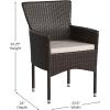 Flash Furniture Peregrine 7 Piece Outdoor Patio Dining Set – Space Saving Black Wicker Modular Chairs & Cream Cushions-Natural Finish Acacia Wood Table-Seating for 6(Espresso/Cream)