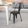 Flash Furniture Perry Commercial Grade Black-Antique Gold Metal Indoor-Outdoor Stackable Chair(Black)