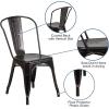 Flash Furniture Perry Commercial Grade Black-Antique Gold Metal Indoor-Outdoor Stackable Chair(Black-antique Gold)