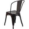Flash Furniture Perry Commercial Grade Black-Antique Gold Metal Indoor-Outdoor Stackable Chair(Black-antique Gold)