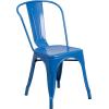Flash Furniture Perry Commercial Grade Black-Antique Gold Metal Indoor-Outdoor Stackable Chair(Blue)