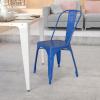 Flash Furniture Perry Commercial Grade Black-Antique Gold Metal Indoor-Outdoor Stackable Chair(Blue)