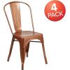 Flash Furniture Perry Commercial Grade Black-Antique Gold Metal Indoor-Outdoor Stackable Chair(Copper)