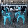 Flash Furniture Perry Commercial Grade Black-Antique Gold Metal Indoor-Outdoor Stackable Chair(Crystal Teal-blue)