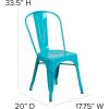 Flash Furniture Perry Commercial Grade Black-Antique Gold Metal Indoor-Outdoor Stackable Chair(Crystal Teal-blue)