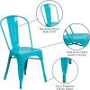 Flash Furniture Perry Commercial Grade Black-Antique Gold Metal Indoor-Outdoor Stackable Chair(Crystal Teal-blue)