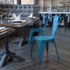 Flash Furniture Perry Commercial Grade Black-Antique Gold Metal Indoor-Outdoor Stackable Chair(Distressed Antique Blue)