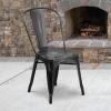 Flash Furniture Perry Commercial Grade Black-Antique Gold Metal Indoor-Outdoor Stackable Chair(Distressed Black)