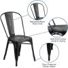 Flash Furniture Perry Commercial Grade Black-Antique Gold Metal Indoor-Outdoor Stackable Chair(Distressed Black)