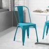 Flash Furniture Perry Commercial Grade Black-Antique Gold Metal Indoor-Outdoor Stackable Chair(Distressed Blue)