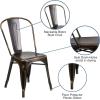 Flash Furniture Perry Commercial Grade Black-Antique Gold Metal Indoor-Outdoor Stackable Chair(Distressed Copper)