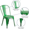 Flash Furniture Perry Commercial Grade Black-Antique Gold Metal Indoor-Outdoor Stackable Chair(Distressed Green)