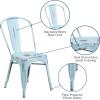 Flash Furniture Perry Commercial Grade Black-Antique Gold Metal Indoor-Outdoor Stackable Chair(Distressed Green-blue)