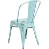 Flash Furniture Perry Commercial Grade Black-Antique Gold Metal Indoor-Outdoor Stackable Chair(Distressed Green-blue)