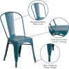 Flash Furniture Perry Commercial Grade Black-Antique Gold Metal Indoor-Outdoor Stackable Chair(Distressed Kelly Blue-teal)