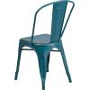 Flash Furniture Perry Commercial Grade Black-Antique Gold Metal Indoor-Outdoor Stackable Chair(Distressed Kelly Blue-teal)