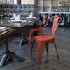 Flash Furniture Perry Commercial Grade Black-Antique Gold Metal Indoor-Outdoor Stackable Chair(Distressed Kelly Red)