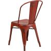Flash Furniture Perry Commercial Grade Black-Antique Gold Metal Indoor-Outdoor Stackable Chair(Distressed Kelly Red)