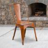 Flash Furniture Perry Commercial Grade Black-Antique Gold Metal Indoor-Outdoor Stackable Chair(Distressed Orange)