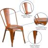 Flash Furniture Perry Commercial Grade Black-Antique Gold Metal Indoor-Outdoor Stackable Chair(Distressed Orange)