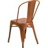 Flash Furniture Perry Commercial Grade Black-Antique Gold Metal Indoor-Outdoor Stackable Chair(Distressed Orange)
