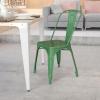 Flash Furniture Perry Commercial Grade Black-Antique Gold Metal Indoor-Outdoor Stackable Chair(Green)