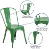 Flash Furniture Perry Commercial Grade Black-Antique Gold Metal Indoor-Outdoor Stackable Chair(Green)