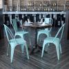 Flash Furniture Perry Commercial Grade Black-Antique Gold Metal Indoor-Outdoor Stackable Chair(Mint Green)
