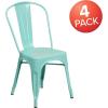 Flash Furniture Perry Commercial Grade Black-Antique Gold Metal Indoor-Outdoor Stackable Chair(Mint Green)
