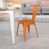 Flash Furniture Perry Commercial Grade Black-Antique Gold Metal Indoor-Outdoor Stackable Chair(Orange)
