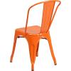 Flash Furniture Perry Commercial Grade Black-Antique Gold Metal Indoor-Outdoor Stackable Chair(Orange)