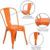 Flash Furniture Perry Commercial Grade Black-Antique Gold Metal Indoor-Outdoor Stackable Chair(Orange)
