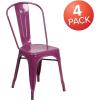 Flash Furniture Perry Commercial Grade Black-Antique Gold Metal Indoor-Outdoor Stackable Chair(Purple)