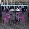 Flash Furniture Perry Commercial Grade Black-Antique Gold Metal Indoor-Outdoor Stackable Chair(Purple)